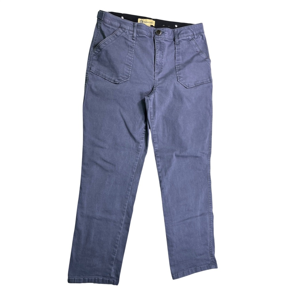 Democracy Ab Solution Straight Leg Pants Size 12 Blue Stretch 27 Inseam